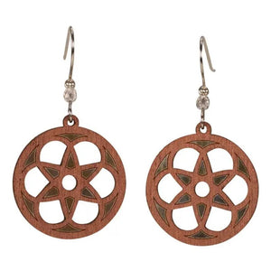 Blooms Sacred Geo Swirls Lasercut Wood Earrings by Woodcutts