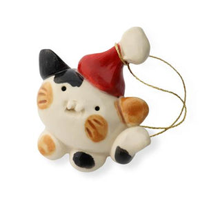 Santa Fat Cat Ceramic "Little Guy" Ornament by Cindy Pacileo
