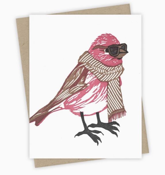 Scarf Season Finch Card by Burdock & Bramble