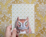 Screech Owl Blank Greeting Card by Emily Uchytil