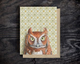 Screech Owl Blank Greeting Card by Emily Uchytil