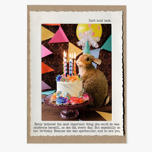 Rabbit Celebrate Self Birthday Greeting Card by Jamie Redmond