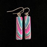 Short Rectangle Featherwoods Earrings #1053 by Buzz Coren