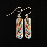 Short Rectangle Composite Featherwood Earrings #1085 by Buzz Coren