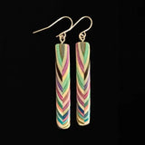 Skinny Composite Featherwood Earrings #1096 by Buzz Coren