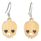 Twig Skull Lasercut Wood Earrings by Woodcutts