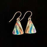 Small Fan Composite Featherwood Earrings #1140 by Buzz Coren
