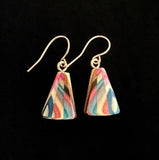 Small Fan Composite Featherwood Earrings #1140 by Buzz Coren