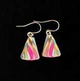 Small Fan Composite Featherwood Earrings #1140 by Buzz Coren