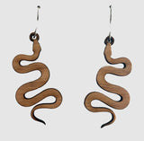 Medium Snakes Lasercut Wood Earrings by Woodcutts