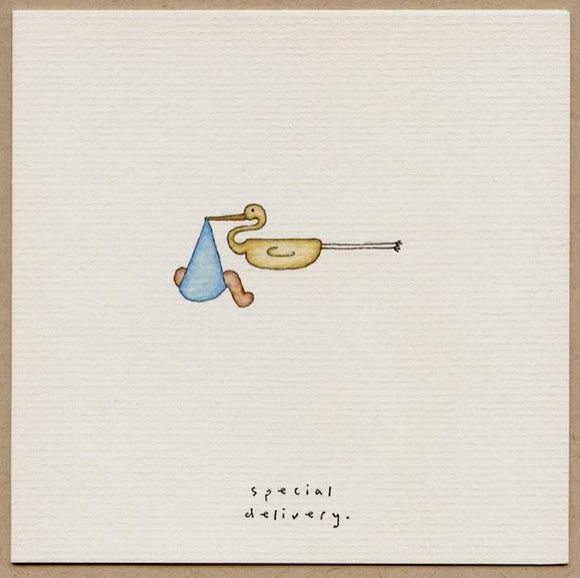 Special Delivery Baby Greeting Card - Blue by Beth Mueller
