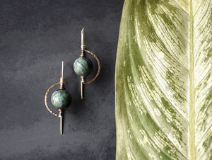 Half Moon Sphere Earrings with Kambaba Jasper by Brianna Kenyon