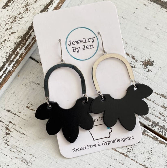 Split Flower Earrings: Black by Jewelry By Jen