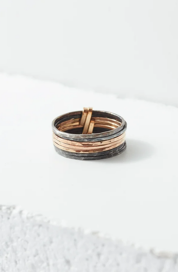 Stacked Short Ring - Mixed Metals by Zuzko Jewelry