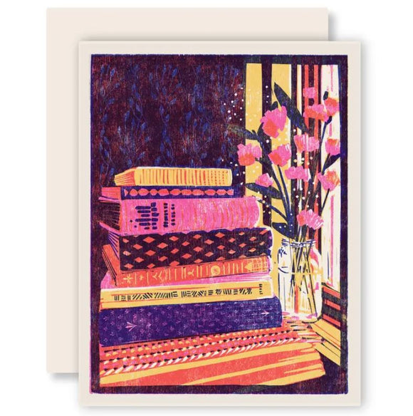 Still Life with Books and Flowers Card by Heartell Press