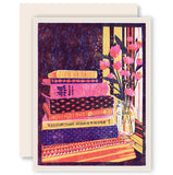 Still Life with Books and Flowers Card by Heartell Press