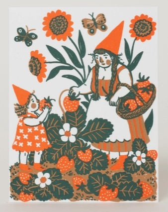 Strawberry Picking Greeting Card by Egg Press Manufacturing