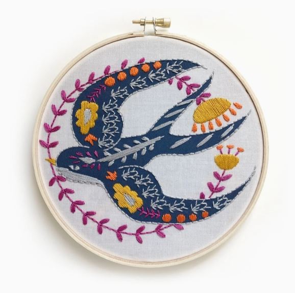 Swallow Embroidery Kit by Rikrack Embroidery