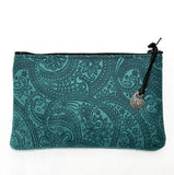 Paisley Leather Zipper Pouch by Oberon Design