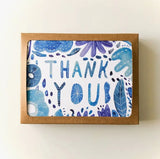 Blue Watercolor Thank You Greeting Card by Honeyberry Studios