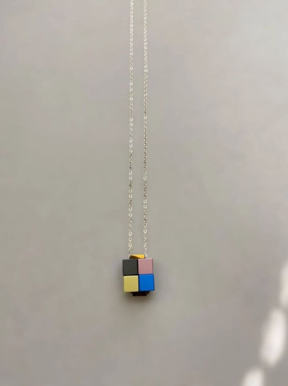 Aluminum Cube Box Necklace by Trecy Bleich