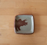 Triceratops Small Square Dish by Keith Hershberger