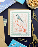 Tufted Titmouse Stamp Greeting Card by Bird Mail Studio