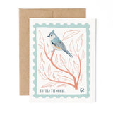 Tufted Titmouse Stamp Greeting Card by Bird Mail Studio