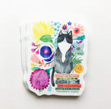 Tuxedo Cat and Books Sticker by Honeyberry Studios