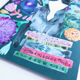 Tuxedo Cat on Books Greeting Card by Honeyberry Studios