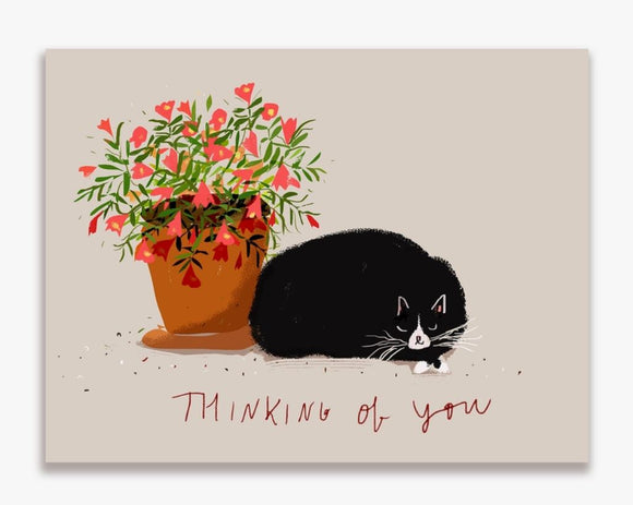 Thinking Of You Tuxedo Cat Nap Greeting Card by Jamie Shelman