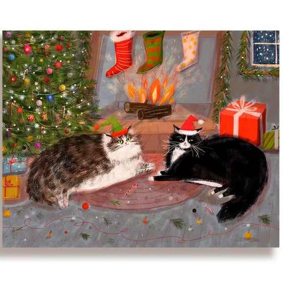 Twas The Night Before Christmas Cats Greeting Card by Jamie Shelman