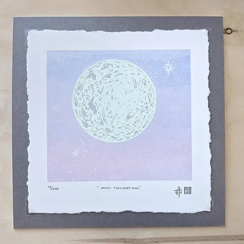 Moon: Twilight Full Silkscreen Print by Allison and Jonathan Metzger