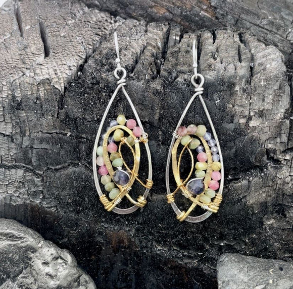 Twist Of Tourmaline Drop Earrings by Vanessa Savlen