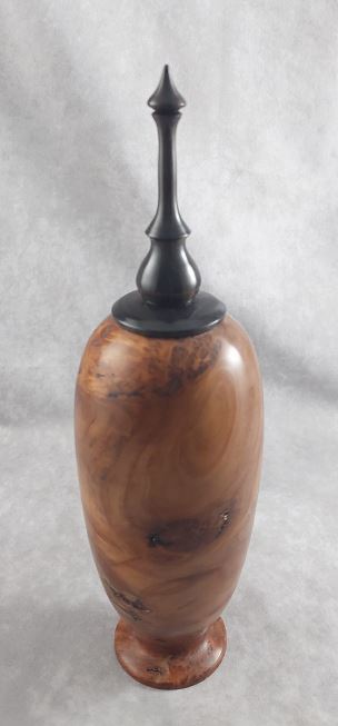 Redwood Burl Vase with Blackwood Finial by Midwest Wood Art