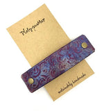 Violet Spirals - Gold Leather Hair Barrette by Platypus Max