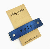 Blue 'Vote' Leather Hair Barrette by Platypus Max