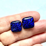 Dichroic Glass Post Earrings - Water Patterns by Glass Town USA