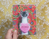 Valentine Weasel Blank Greeting Card by Emily Uchytil