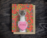 Valentine Weasel Blank Greeting Card by Emily Uchytil
