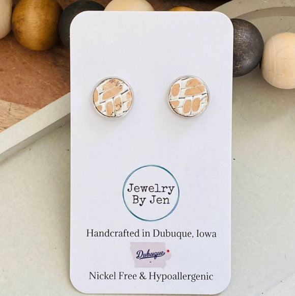 Stud Earrings: Whitewash Basketweave by Jewelry By Jen