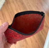 Wild Rose Leather Zipper Pouch by Oberon Design