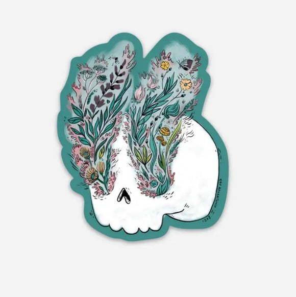 Wildflower Skull Sticker by Cat Rocketship