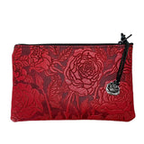 Wild Rose Leather Zipper Pouch by Oberon Design