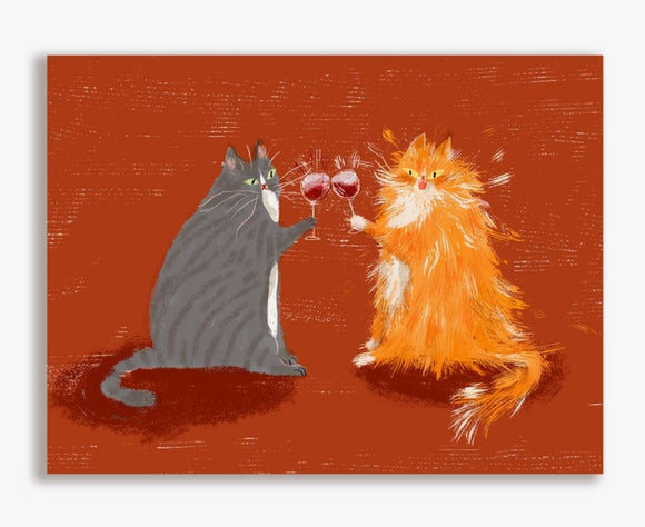Wine Cats Greeting Card by Jamie Shelman