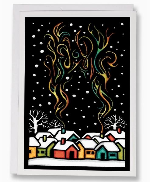 Winter Cabins Set of 8 Greeting Cards by Sarah Angst