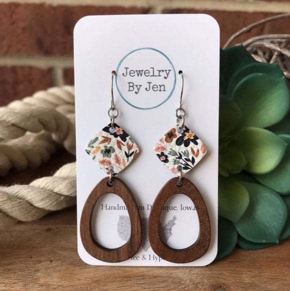 Wood Oblong Earrings: Gentle Summer by Jewelry By Jen