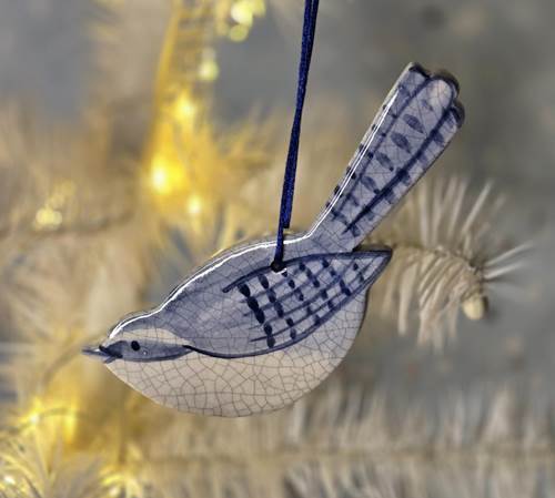 Wren Ceramic Ornament by Mary DeCaprio