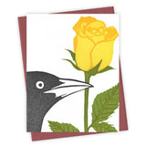 Yellow Rose Grackle Card by Burdock & Bramble