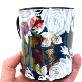 Black and White Zinnia Mug by Rothshank Artworks